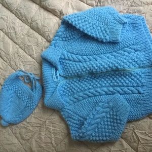 Handmade Baby Sweater & Hat Blue